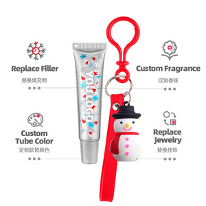 Brillo labial navideño Herorange en tubo transparente con diseño de renos y Santa Claus con brillantina, ideal para regalo navideño. - Product Image 2