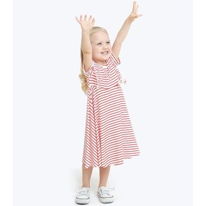 DREAMHALO Vestido para niñas pequeñas de manga corta, línea A, a rayas, de viscosa de bambú, ropa informal de verano, 2-6 años - Product Image 6