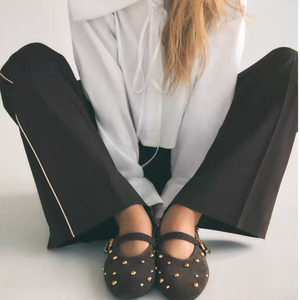 DEleventh ZAs Nuove <span class=keywords><strong>Scarpe</strong></span> da <span class=keywords><strong>Donna</strong></span> in Pelle Anilina Marrone con <span class=keywords><strong>Borchie</strong></span> e Punta Tonda Ballerine - Product Image 4