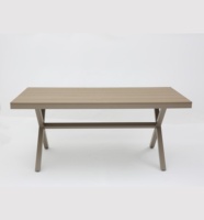 Table d'extérieur en aluminium au design contemporain et durable pour patio, mobilier métallique pour cour, hôtel, parc, couleur marron imperméable