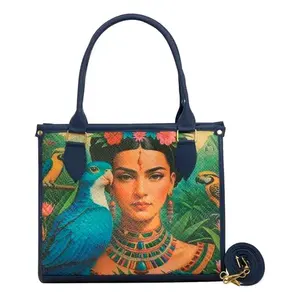 Bolso de Yute Azul con Forro de Lona para Mujer Fana Flora con Logo Personalizado Artículo para Reventa - Product Image 3