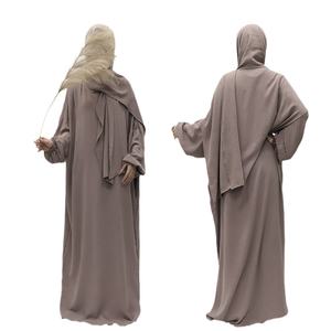 Abito leggero in poliestere Abaya per donne di lusso modesto Hijab con Khimar di seta per matrimoni estivi e taglie per adulti - Product Image 2