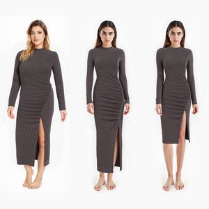 Produttori di abbigliamento donna fabbrica Maxi maglione lungo <span class=keywords><strong>maglia</strong></span> grigia <span class=keywords><strong>abito</strong></span> donna donna Vintage donne abiti eleganti - Product Image 1