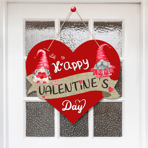 Décoration de fête de la Saint-Valentin transfrontalière en bois, étiquette suspendue en forme de cœur, porte-panneau Joyeuse Saint-Valentin pour porte - Product Image 1