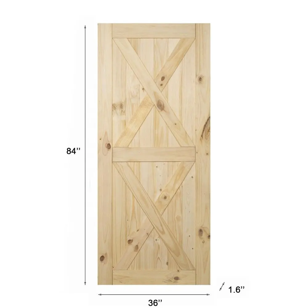 36 in x 84 in Villa Best Solid Natural DIY Knotty Pine Wood Sliding Barn Doors