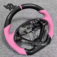 Setir Mobil Serat Karbon Kustom Kulit Berlubang Warna Pink Cocok untuk Infiniti G25 G27 G35 G37