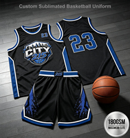 Camisetas de Baloncesto Juveniles Personalizadas |   Poliéster Ligero y Transpirable en Negro con Contraste Azul |   Más de 50 diseños de equipos resistentes a la decoloración por lavado