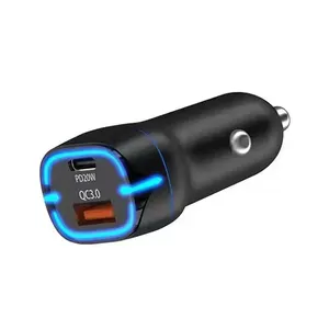 הנמכרים ביותר 2022/2024 אמזון QC3.0 PD 20W טעינה מהירה usb מתאם מטען לרכב עם אור