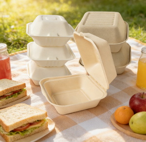 กล่องอาหารแบบใช้แล้วทิ้ง ผลิตจากเยื่อชานอ้อย ปลอดภัยต่อสิ่งแวดล้อม ใช้กับ<span class=keywords><strong>ไมโครเวฟ</strong></span>ได้ สไตล์อเมริกัน สำหรับเตรียมอาหารกลางวัน  รับพิมพ์โลโก้ตามแบบ - Product Image 5