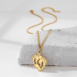 Collier avec pendentif en acier inoxydable gravé au laser avec le nom du bébé, personnalisé avec des strass, vente chaude, bijoux pour hommes - Product Image 2