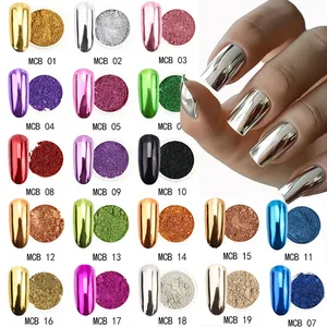 ผงวิเศษตกแต่งเล็บ 19 สี ผงกระจกเงาสีทอง สีเงิน โฮโลแกรม โครมเมียม ผงเมทัลลิก สำหรับตกแต่งเล็บ DIY สไตล์พังก์ - Product Image 1
