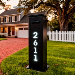 Freestanding Metal Mailbox Outdoor Waterproof CE Certified Powder Coated Easy Installing Custom <b>LED</b> Illuminated House <b>Number</b> - Product Image 6