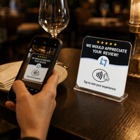 Carte NFC Google Review en acrylique imperméable avec impression de logo personnalisé, puce NTAG213 programmable réutilisable, support adhésif Leadercolor