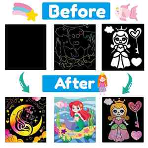 Regalos y Artículos para Fiestas de Cumpleaños de Niños: Cuadernos de Arcoíris y Kits de Arte de Rascado con Lámina para Niños - Product Image 3
