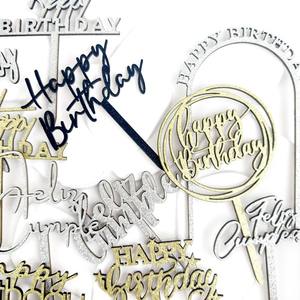 Decoración de Pastel de Cumpleaños de Madera con Purpurina, Adorno para Mesa de Postres, Inserto en Español - Product Image 5