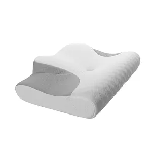 Almohada ergonómica ortopédica de contorno de bambú para el cuello, cojín cervical de masaje con agujero, espuma viscoelástica, memoria de contorno