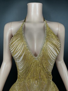 Mode danse latine pratique vêtements scène tempérament Performance vêtements gland vente directe d'usine strass robe - Product Image 5