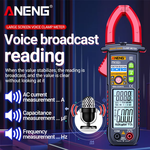 <span class=keywords><strong>Multimètre</strong></span> ANENG PN102+ <span class=keywords><strong>avec</strong></span> testeur d'énergie, pince ampèremétrique 600A haute intensité, contrôle vocal domestique, affichage automatique de la plage de mesure - Product Image 4