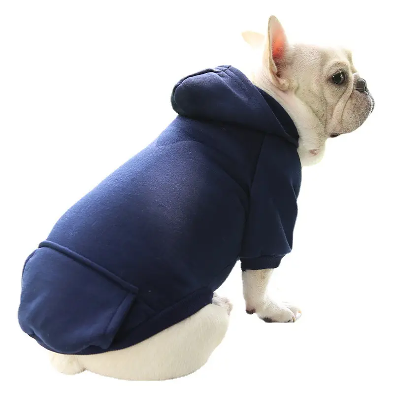 Wholesale Luxury Cute Fashion Soft Fleece Sweater Dog Coat Winter Warm Designer Adidog Hooded Dog Hoodie Clothes With Big Pocket