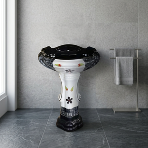 Lavabo de Pedestal Autolimpieza Nuevo modelo Lavabo de diseño de ley con Pedestal Hecho en India Sanitario de cerámica de calidad - Product Image 5