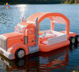 ห่วงยางลอยน้ำรูปทรงรถบรรทุกสีชมพูสำหรับผู้ใหญ่เล่นน้ำในฤดูร้อน - Product Image 3