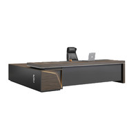 LBZ-179X Bureau de direction en L en bois avec chaise et armoire latérale – Table de bureau haut de gamme pour PDG et managers