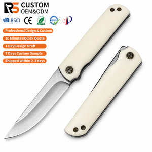 EDC Damascus Blade Bovine <b>Bone</b> <b>Handle</b> Pocket Outdoor Camping Adventures Tactical Folding Blade Damascus <b>Knife</b> for Hiking Fishing - Product Image 1