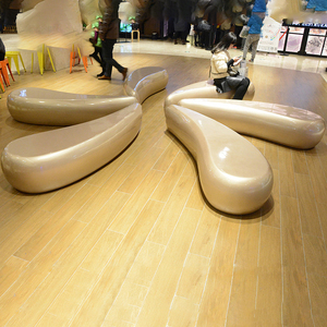 Silla de banco con forma de plátano Y032, silla de espera moderna con forma de hoja de gota de agua, taburete de centro comercial de Spa público duradero de fibra de vidrio - Product Image 1