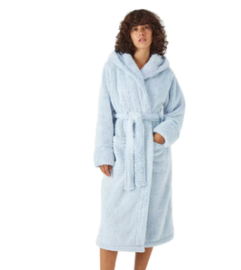 knee length dresses for ladies Ladies Hooded Premium Plush Dressing Gown Purple Damson  ds by Design