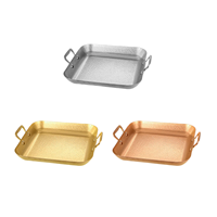 Assiette carrée rétro Harmony, plate et peu profonde, pour usage commercial, créative, pour collations, à fond plat, compatible micro-ondes, motif uni, plateau ancien, en acier inoxydable durable