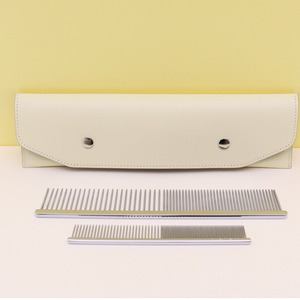 Simple Korean style pet <b>smooth</b> comb storage box, pin comb, comb case, PU leather case, cat and dog de-knotting grooming <b>brush</b> - Product Image 3