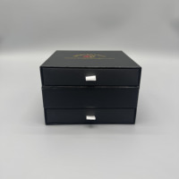 Shengcan Fabricant en gros Emballage de chocolat de luxe personnalisé Boîte-cadeau à tiroirs multicouches noire Boîte en papier