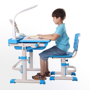 Table et chaise d'étude pour enfants, hauteur réglable, bureau d'étude pour enfants, rose, bleu et gris - Product Image 1