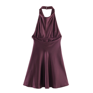 GX11853 <span class=keywords><strong>Abito</strong></span> Estivo da Donna alla Moda, Senza Maniche, con Collo all'Americana, Schiena Scoperta, <span class=keywords><strong>Mini</strong></span> <span class=keywords><strong>Abito</strong></span> Sexy ed Elegante in <span class=keywords><strong>Raso</strong></span> per Feste - Product Image 4