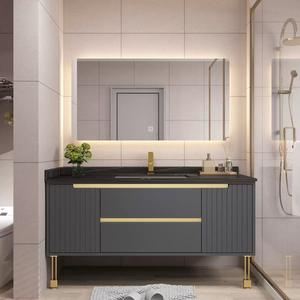 Equipos de baño de estilo de pie Muebles Tocador <span class=keywords><strong>Lavadora</strong></span> Gabinetes de baño Juego de baño negro completo - Product Image 1