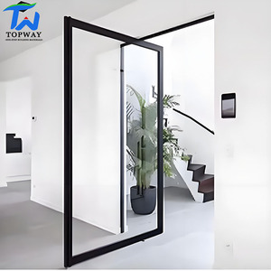 Puerta Pivotante de Aluminio y Vidrio Personalizable TW - Entrada Principal de Alta Resistencia para Apartamentos y Uso Exterior, Diseño Moderno - Product Image 3