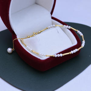 Pulsera de Perlas Blancas Pequeñas de Agua Dulce de 3-4 mm para Mujer, Pulseras Minimalistas de Cadena Fina de Oro S925, Círculo Perfecto, Luz Intensa - Product Image 5