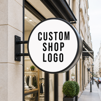 Boîte à lumière LED ronde personnalisée avec logo, panneau publicitaire mural éclairé par halo pour restaurant, café, entreprise, panneau LED rond avec logo
