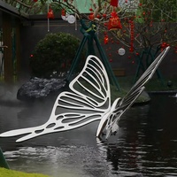 Statue de jardin de papillon en acier inoxydable, sculpture de papillon artificiel en acier inoxydable à vendre