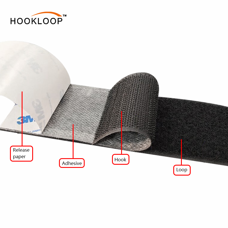 Wholesales 9448A Self Sticky Adhesive Interlocking Tape Polyester Hook and Loop Tape Sticky Back Fastener Roll