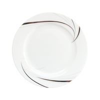 Assiette ronde en porcelaine fine avec bord doré, assiettes à dîner écologiques en porcelaine pour restaurants