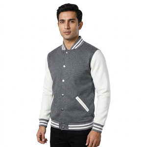 Veste universitaire en laine de haute qualité avec manches en cuir, couleur unie violette, veste de baseball pour hommes, veste décontractée de style universitaire, produit de bonne qualité - Product Image 1