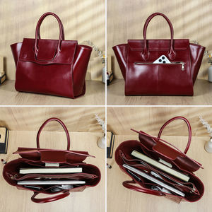 กระเป๋าใส่แล็ปท็อปหนังแท้สไตล์วินเทจสำหรับผู้หญิง ขนาด 13.3" 14.2" สำหรับ Macbook กระเป๋าถือแบบหลายช่องสำหรับใช้ในชีวิตประจำวันและทำงาน - Product Image 6