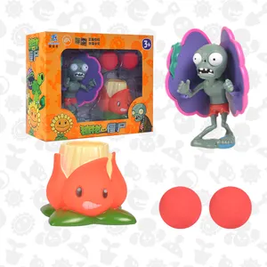 Brinquedo de silicone pequeno PVZ para plantas vs zumbis, boneco de robô com caixa colorida, atacado