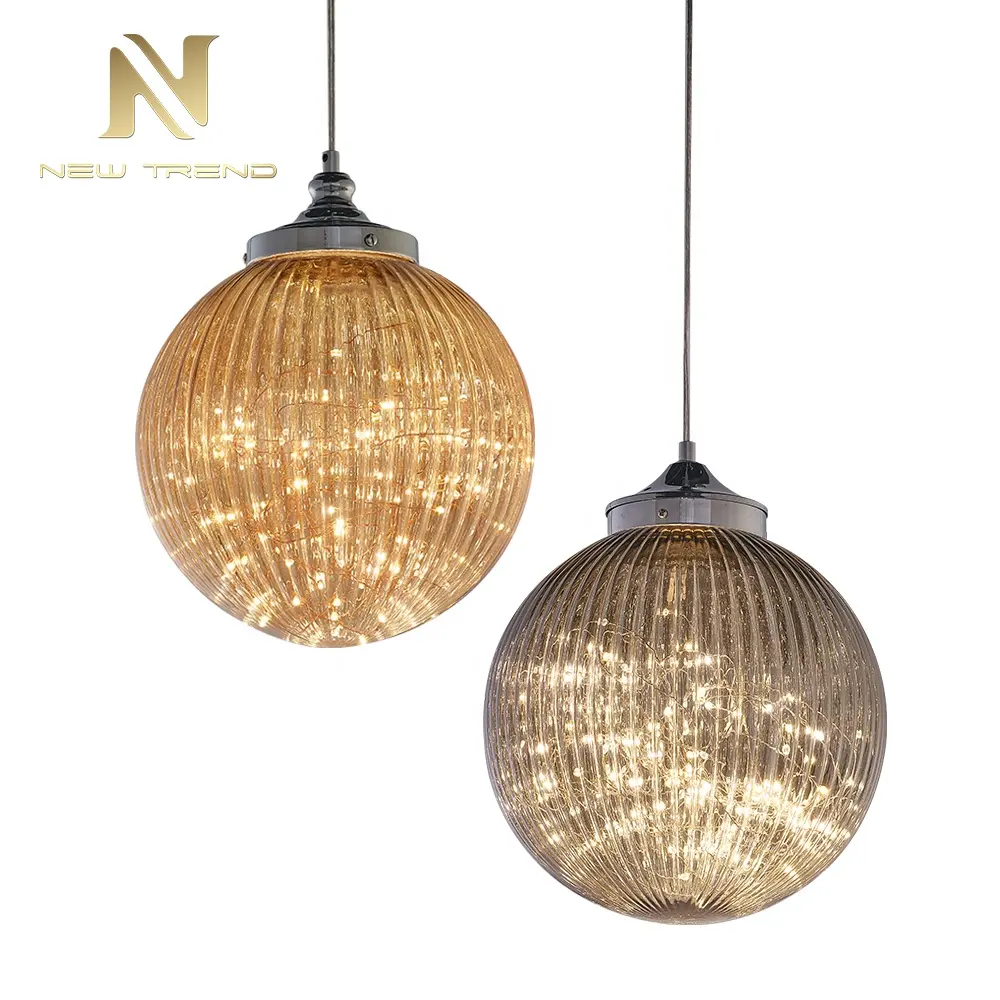 Americano Stile Industriale Decorativa Lampada di Pendente di vetro Sferica strisce LED Lampadario