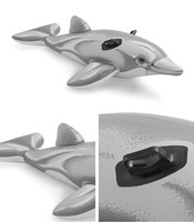 Flotteur de piscine de requin gonflable en PVC Intex 58535 robuste avec 2 poignées main courante sûre Bumpy Ride-on pour enfants jouet de parc aquatique