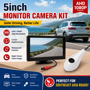 <span class=keywords><strong>Kit</strong></span> de caméra avec moniteur 5 pouces AHD 1080P, Vision nocturne Starlight, étanche IP68, caméra latérale, stockage sur carte TF 128G, noir/blanc - Product Image 1