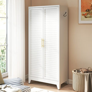 Armario Metálico Blanco de 2 Puertas, Armario de Almacenamiento de Acero Laminado en Frío de 71 Pulgadas de Alto para Dormitorio, Apartamento Pequeño, Dormitorio Universitario, Fácil de Montar - Product Image 3