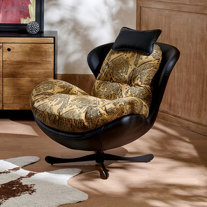 Sillón Individual de Estilo Retro, Giratorio y Reclinable, Estructura de Marco, Diseño Italiano Minimalista, Silla de Descanso - Product Image 4