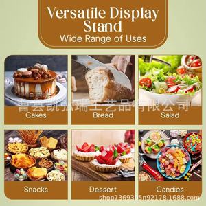 Wooden transparent cake tray, round stemmed glass, wooden tray, <b>party</b> <b>table</b>, wooden decorative dessert plate - Product Image 4